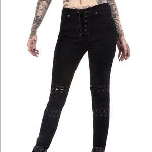 NWOT Killstar jeans with lace-up details